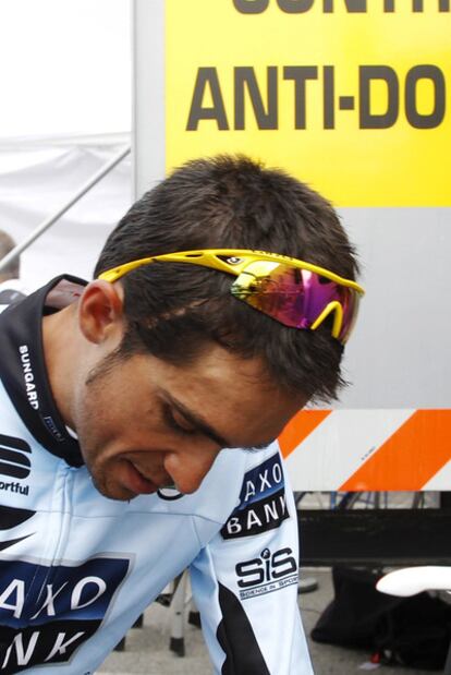 Alberto Contador, tras una etapa del pasado Tour.