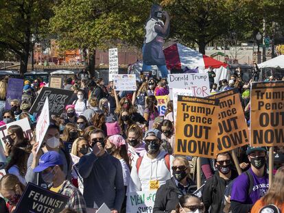 Manifestantes en la Marcha de las Mujeres este sábado en la ciudad de Washington.