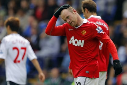 Rooney, durante el último partido del Manchester United contra el Bolton.