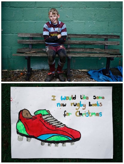 "Mi abuelo me lleva al rugby. Yo pediría unos palos de golf para él, pero, realmente, me gustaría recibir un par de botas nuevas de rugby esta Navidad", lo explica William Lawson, de 11 años y que vive en Reino Unido.