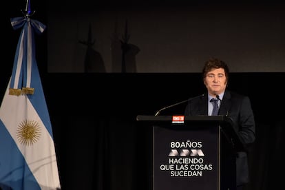 Milei, el día 6 en un acto con empresarios uruguayos en Montevideo.