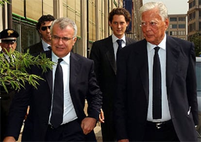 El consejero delegado de Fiat, Giuseppe Morchio (izquierda), y el presidente, Umberto Agnelli, ayer en Turín.