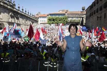 Ana Pontón, ante la multitudinaria manifestación del Bloque.