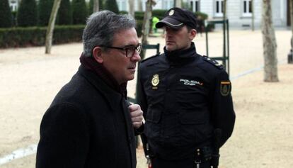 Jordi Pujol Ferrusola, durante una de sus declaraciones ante la sede de la Audiencia Nacional