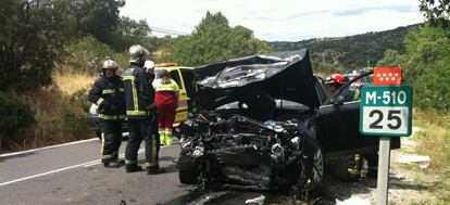 Accidente de tr&aacute;fico en Navalagamella, esta tarde. 