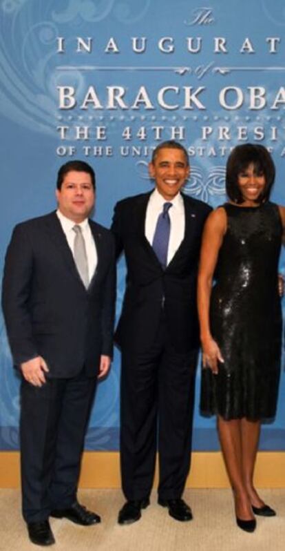 Picardo con el matrimonio obama en la fiesta de su segundo mandato.