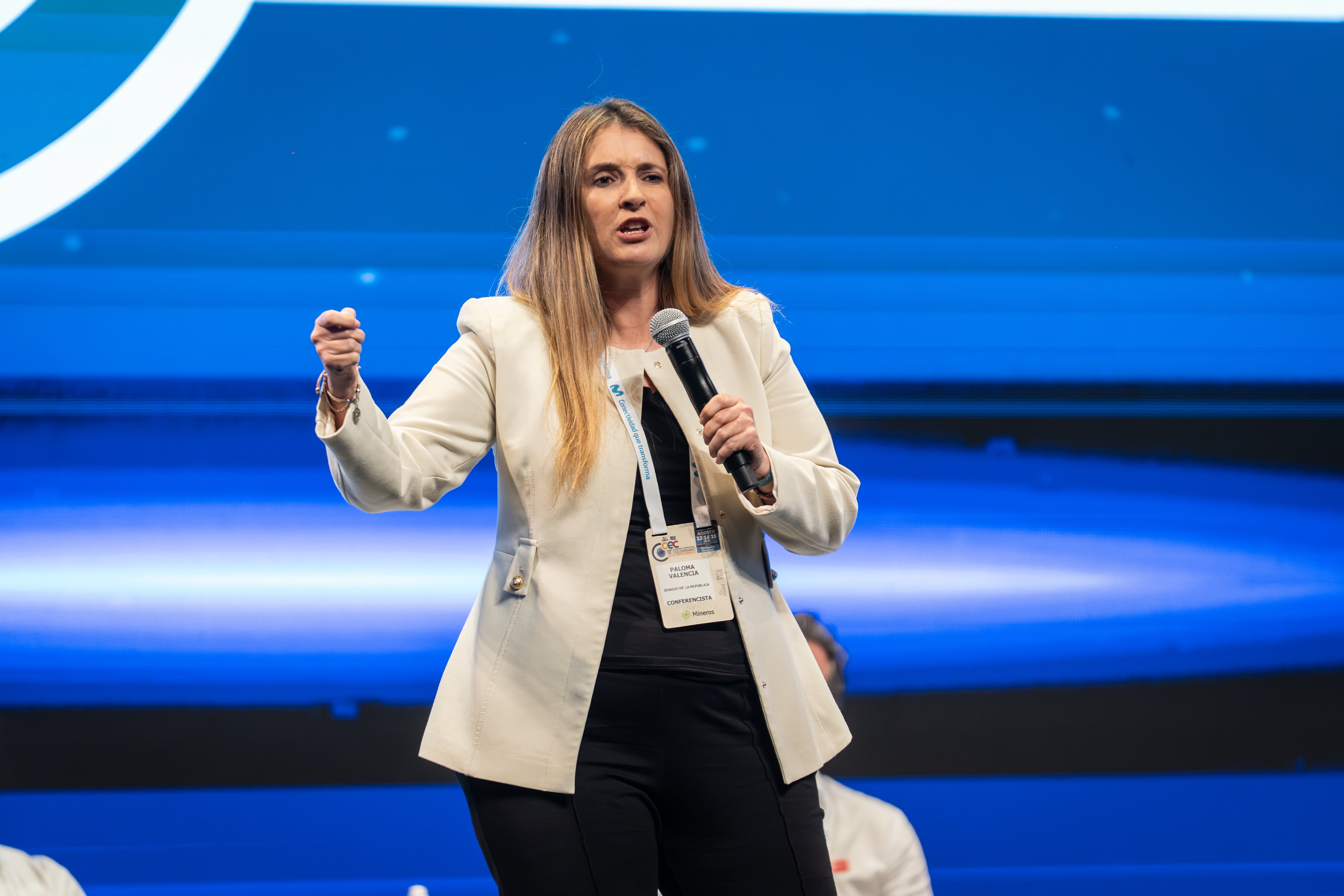 Paloma Valencia, durante el décimo Congreso de la ANDI, en Cartagena, el 15 de agosto.
