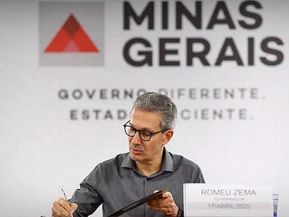 Romeu Zema, governador de Minas, em reunião sobre a pandemia.