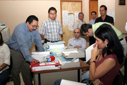 La periodista Lydia Cacho durante su careo con el empresario Kamel Nacif, en 2006