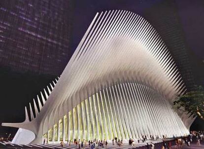 Maqueta de la <i>peineta</i> diseñada por Calatrava para su proyecto de la <i>zona cero</i> de Nueva York.