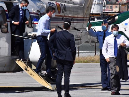El presidente del Gobierno, Pedro Sánchez a su llegada a Ceuta.