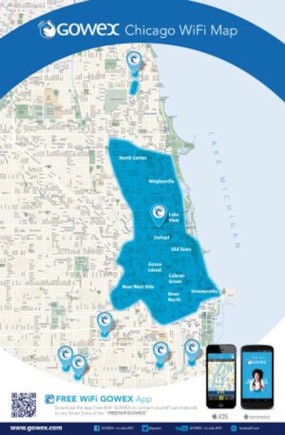 Mapa del servicio inalámbrico de Gowex en Chicago.