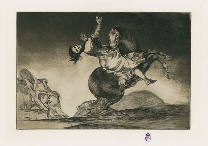 'Caballo raptor. Disparates' de Francisco de Goya. Aguafuerte 25,5 x 35,3 cm.