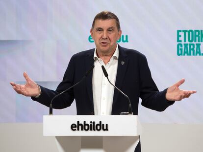 Arnaldo Otegi, el 27 de noviembre en San Sebastián cuando hizo pública su renuncia a ser candidato a lehendakari en 2024.