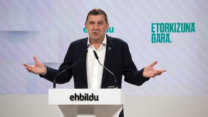 Arnaldo Otegi, el 27 de noviembre en San Sebastián cuando hizo pública su renuncia a ser candidato a lehendakari en 2024.