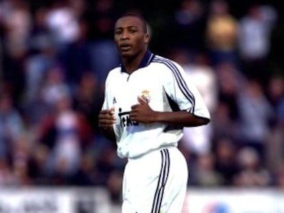 Edwin Congo, en la temporada 2001-2002, con el Real Madrid.