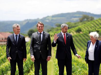 Macri, Bolsonaro, Benítez e Topolansky, representantes do Mercosul.
