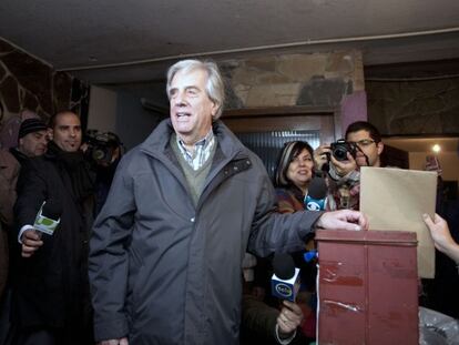 Tabaré Vázquez durante as votações do domingo