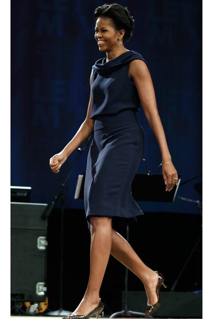 Michelle Obama es una incondicional de este tacón, especialmente en modelos estampados.