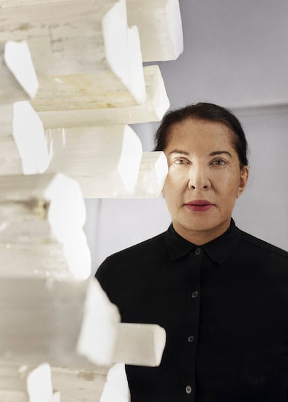 Marina Abramovic, fotografiada en los talleres de Factum Arte, en Madrid, este verano.