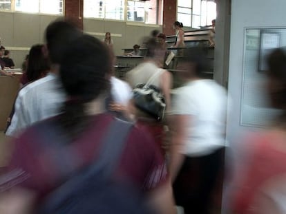 Un aula de la universidad Pompeu Fabra.