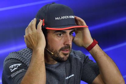 Fernando Alonso, durante la rueda de prensa previa al GP de Abu Dabi.