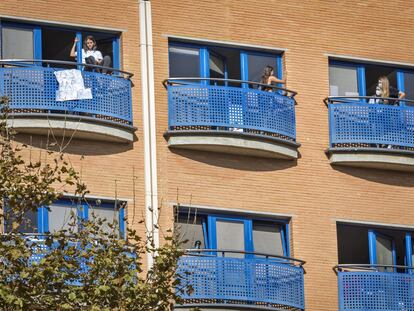Estudiantes confinadas en Galileo Galilei, residencia privada ubicada dentro del campus de la Politécnica de Valencia.