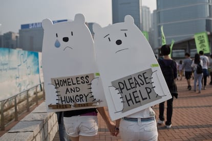 Protesta contra el cambio climático en Hong Kong.