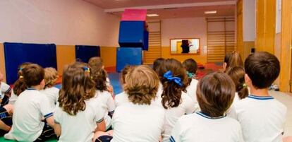 Interior de una clase del colegio Vallmont, en Villanueva del Pardillo.