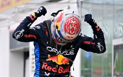 Max Verstappen celebra su victoria en el Gran Premio de Canadá.