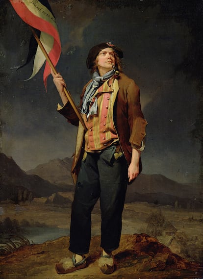 Sans-Culottes?(1789).?Fueron los ricos los que ?etiquetaron de forma peyorativa al pueblo (masculino) con ese nombre y los que vieron como la izquierda popular se aglutin en torno a ese trmino. Los?sin calzones?fueron los primeros en politizar la indumentaria. He aqu los inicios de la vestimenta como ideologa poltica: los?que no tenan dinero para pagarse medias eran esos marineros, artesanos y pobres en general, unidos por la funcionalidad de una prenda que serva como indicador en la calle de su origen social: el pantaln ancho, holgado y de una sola pieza era repudiado por los privilegiados, los que se ponan finas medias debajo de sus calzones. Una revolucin que convirti al pantaln en smbolo de la sociedad occidental, pero que tambin se posicionaba: costaran unos cuantos a?os ms Cy sus consecuentes protestas feministasC para que las mujeres dejaran de ser catalogadas como ciudadanas de segunda y se les levantase la prohibicin de usar los smbolos indumentarios?de la liberacin Cpantalones y escarapela tricolorC para relegarlas a las obligaciones del hogar y los cuidados.