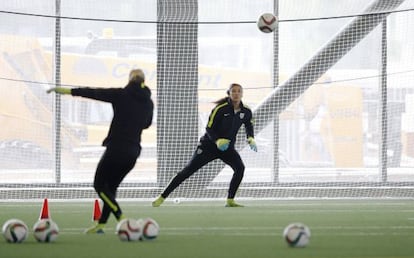 Hope solo, durante un entrenamiento en Montreal.