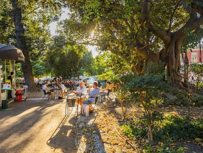 Una terraza en el jardín del Príncipe Real, en Lisboa. 
 