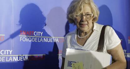 La alcaldesa de Madrid, Manuela Carmena, este jueves.