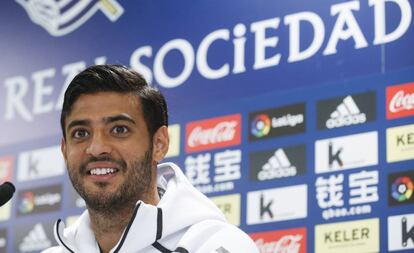 Carlos Vela, durante en rueda de prensa el pasado miércoles.