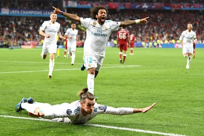 Gareth Bale celebra el segundo gol del Real Madrid.