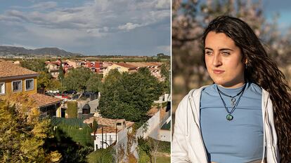 Arantxa, de 15 años, y una imagen de la zona en la que vive a las afueras de Valencia.

