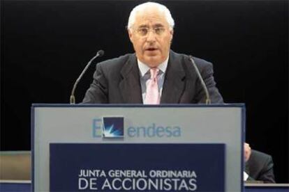 El consejero delegado de Endesa, Rafael Miranda, en la última junta de accionistas.