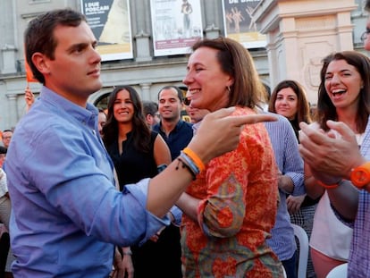 Albert Rivera, a su llegada al mitin de Ciudadanos. 