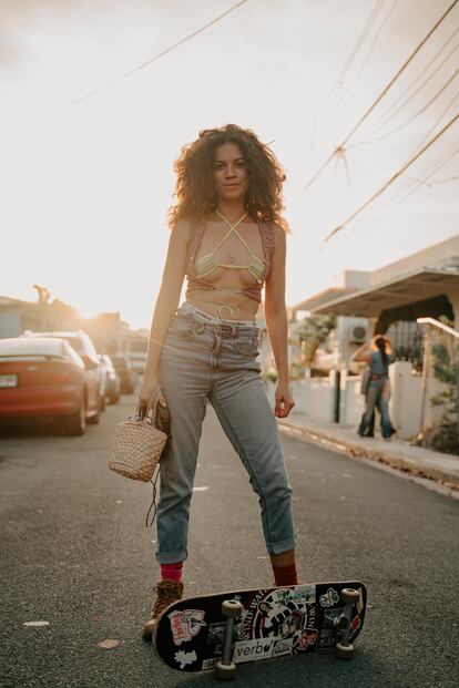 Mussa, a musician and actress, on a street in San Juan, Puerto Rico.