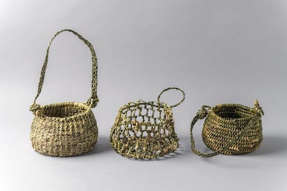 Reed baskets weaved by the Yaghan people.