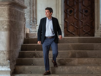 El president de la Generalitat, Carlos Mazón, en el Palau de la Generalitat, a principios de agosto.