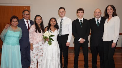 Ana Valdez y Léo Vinaimont el día de su boda el pasado 9 de enero, unos días antes de la toma de posesión de Trump, la cual aceleró su decisión de casarse.