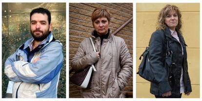 De izquierda a derecha, Vladimir Olivella, Mari Carmen Lorenzo y Antonia Sánchez, los tres afectados por las medidas laborales de la Generalitat.