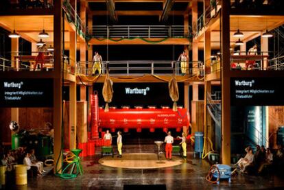 Un momento de la representación del controvertido <i>Tannhäuser</i> que abrió el lunes por la noche el 100º Festival Wagner de Bayreuth.