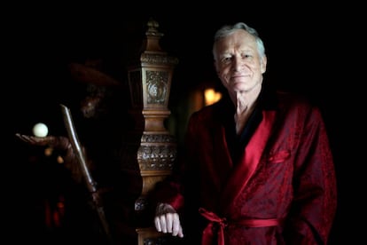 Hugh Hefner, na Mansão Playboy em 2010.