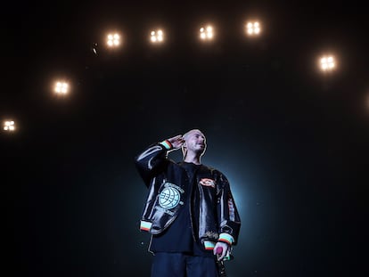 El músico colombiano  J Balvin durante una actuación en el Uforia Latino Mix Live, celebrada en el Dos Equis Pavilion el 5 de agosto de 2021.