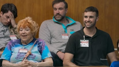 Left to right: Mekki Leeper, Susan Berger, Ross Kimball and Ronald Gladden in a scene from ‘Jury Duty.’