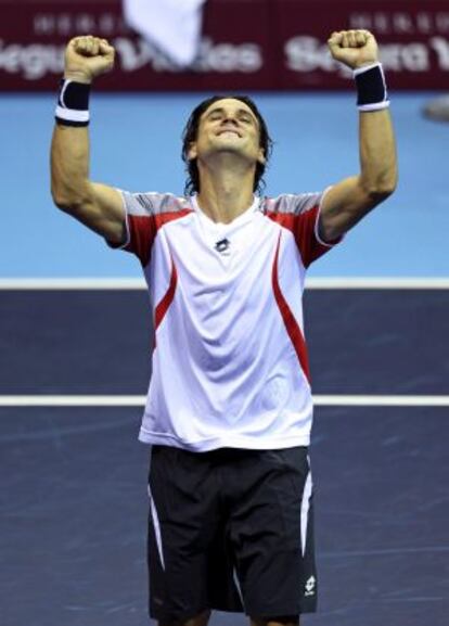 Ferrer festeja su pase a la final de Valencia.
