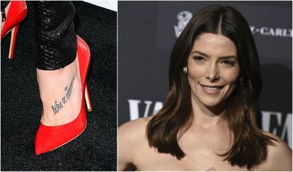 La misma falta de ortografía, la ausencia del apóstrofo, tiene la frase 'Life's a dance' que la actriz Ashley Greene se tatuó en el empeine hace ya siete años.